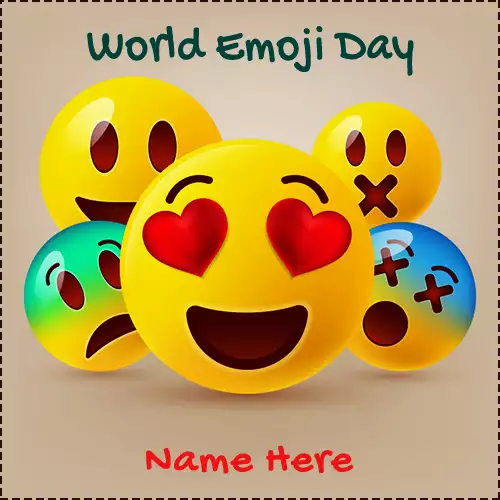 Write Name On Happy World Emoji Day Images In Advance